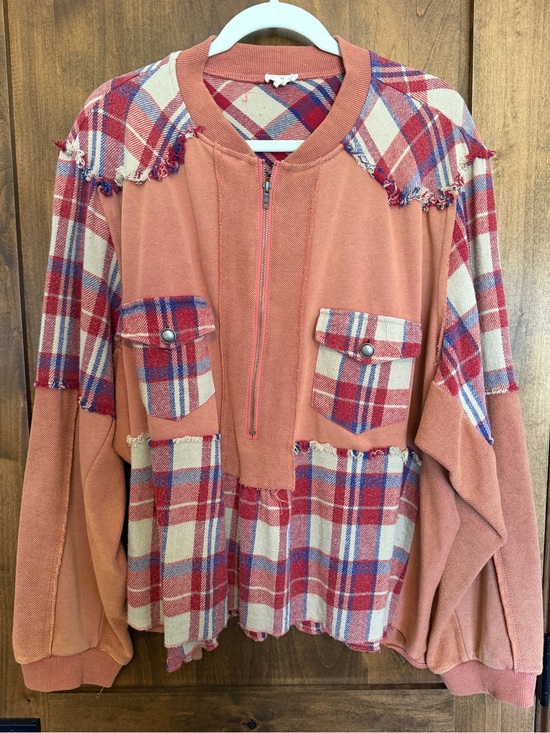 POL Tops - POL flannel sweatshirt 1/2 zip - size L